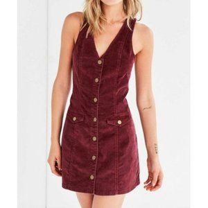 Cooperative Parker Corduroy Button Down Mini Jumper Dress Small Maroon